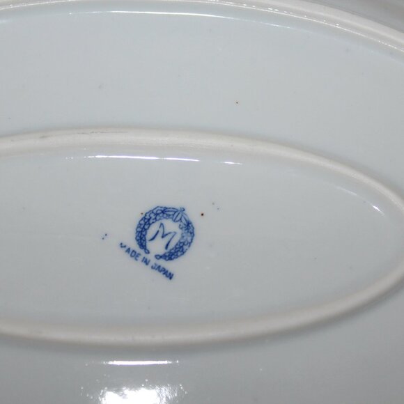 Blue and White Morimura Bros Platter | Vintage Flying Phoenix - Picture 6 of 12